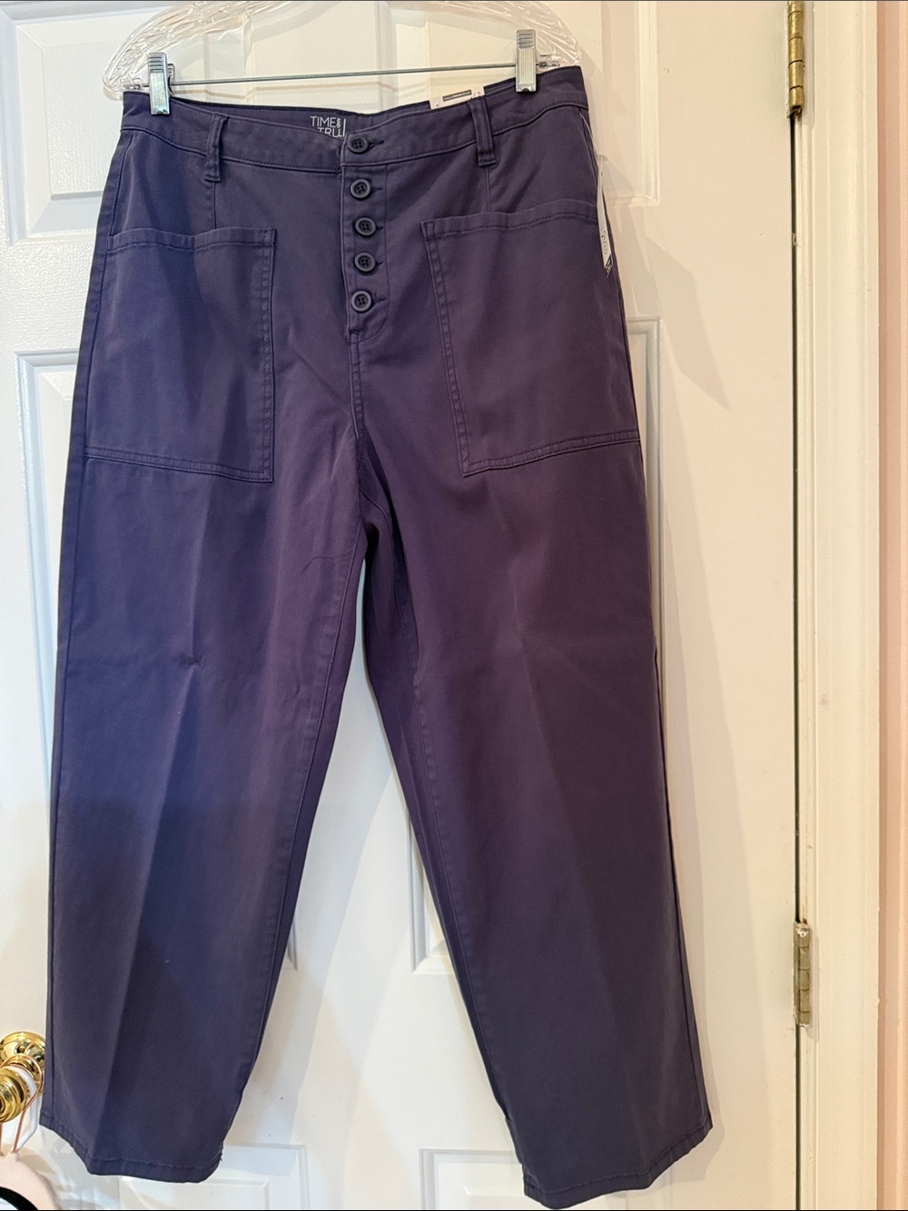 Time and Tru Womens Navy Blue Button-Fly Chino Pants